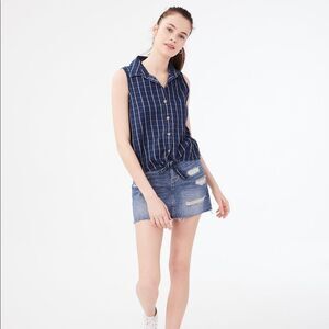 NEW Aeropostale Checked Sleeveless Camp Shirt Womens Size S